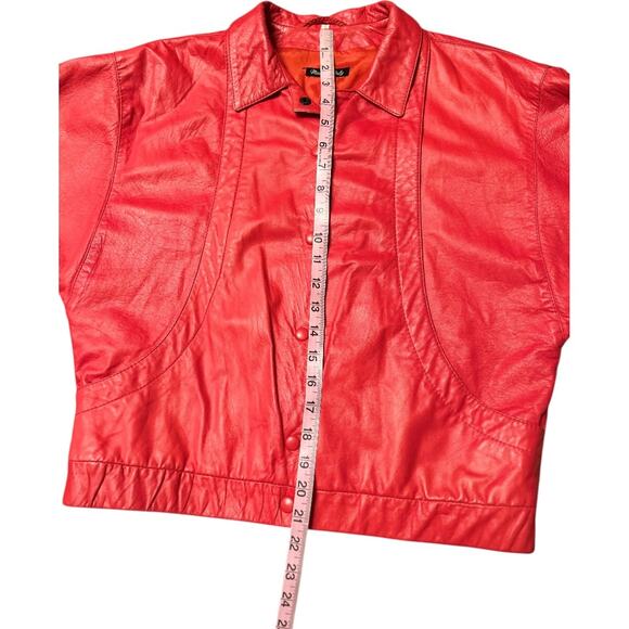 Perfect Vintage Bally of Switzerland Red Supple Leather Bomber jacket Women’s 6 - Picture 9 of 16